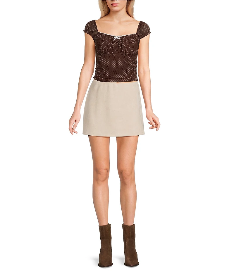 Moa Moa Dotted Short Sleeve Square Neck Top