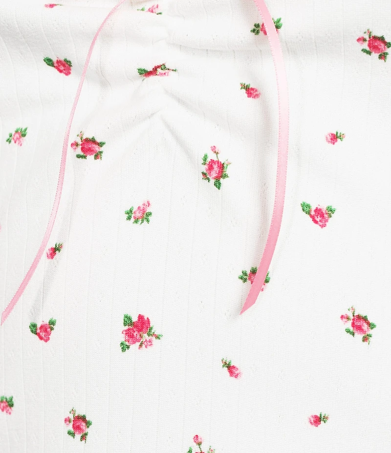 Moa Moa Floral Print V-Neck Cinched Front Tank Top