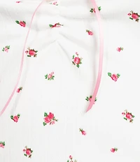 Moa Moa Floral Print V-Neck Cinched Front Tank Top