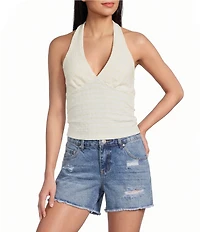 Moa Moa Halter Stripe Print Crop Top