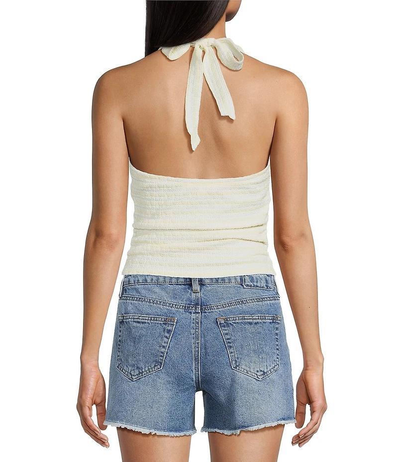Moa Moa Halter Stripe Print Crop Top