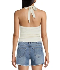 Moa Moa Halter Stripe Print Crop Top