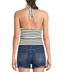 Moa Moa Halter Stripe Print Crop Top