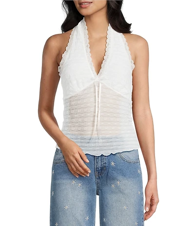 Moa Moa Halter V-Neck Bow Front Top