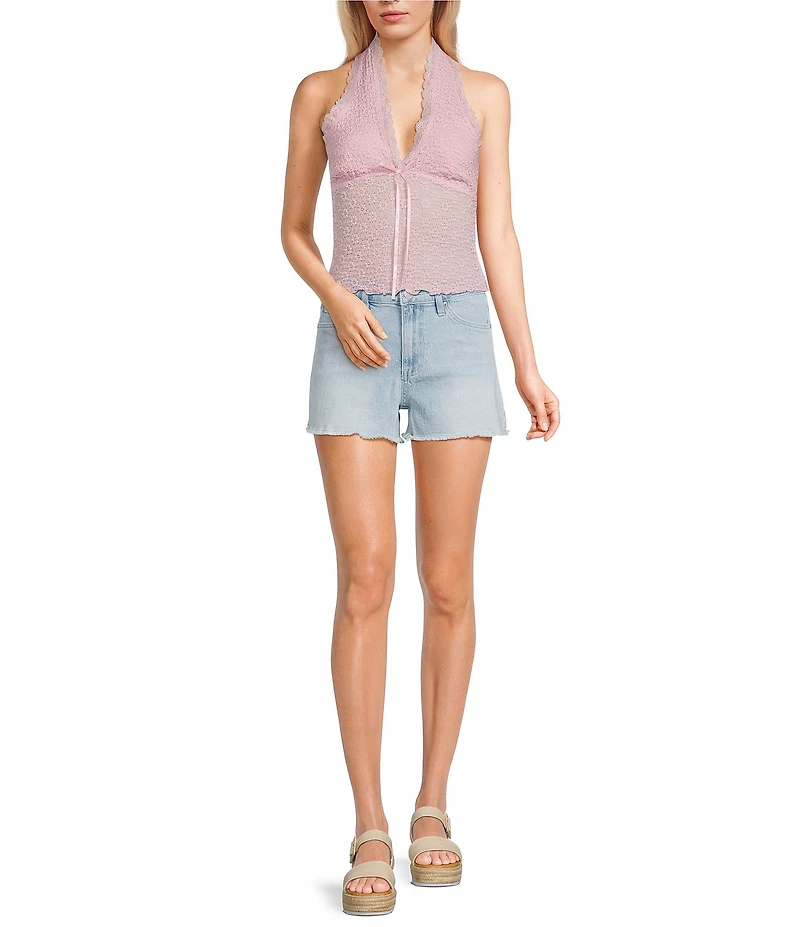 Moa Moa Halter V-Neck Bow Front Top