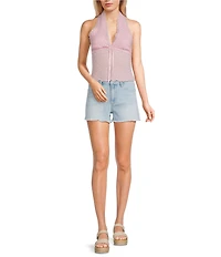 Moa Moa Halter V-Neck Bow Front Top