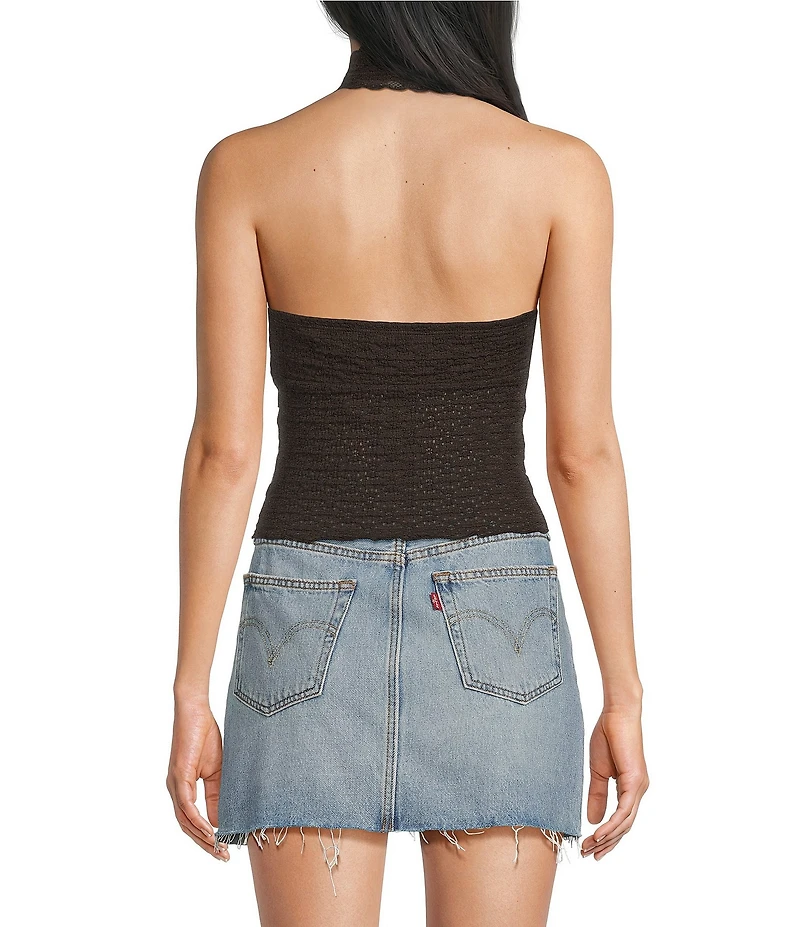 Moa Moa Halter V-Neck Bow Front Top