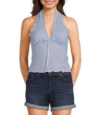 Moa Moa Halter V-Neck Bow Front Top