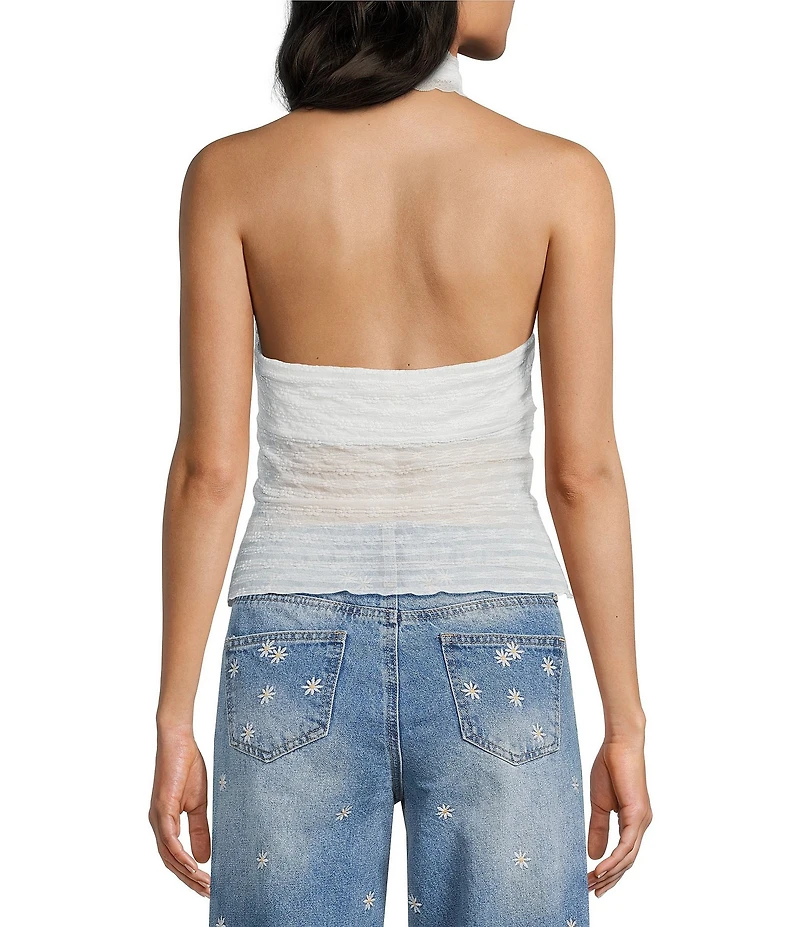 Moa Moa Halter V-Neck Bow Front Top