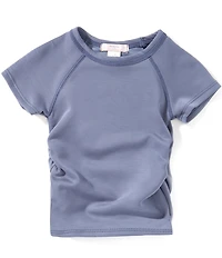 Moa Moa Little Girls Short Sleeves Crewneck Side Cinch Tee