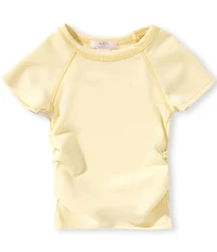 Moa Moa Little Girls Short Sleeves Crewneck Side Cinch Tee