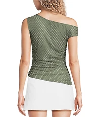 Moa Moa Mesh Polka Dot Asymmetrical Top