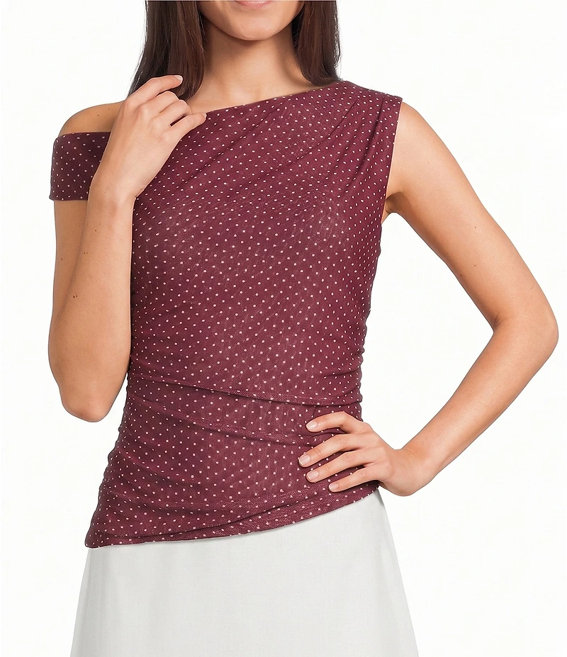Moa Moa Mesh Polka Dot Asymmetrical Top
