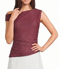 Moa Moa Mesh Polka Dot Asymmetrical Top