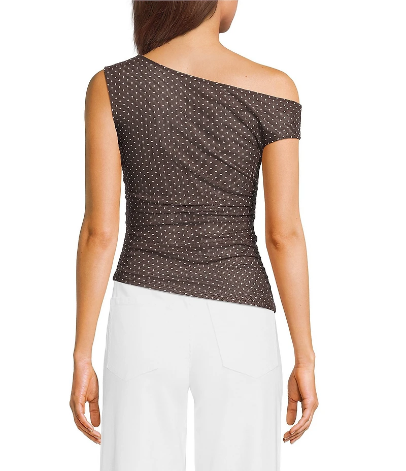 Moa Moa Mesh Polka Dot Asymmetrical Top