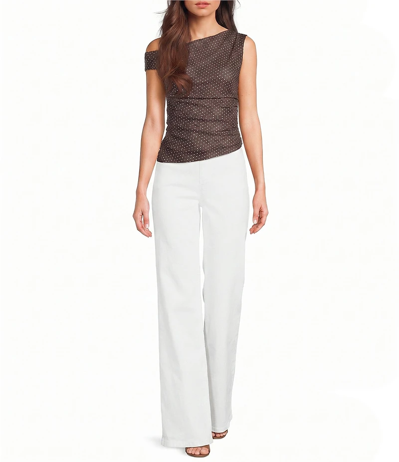 Moa Moa Mesh Polka Dot Asymmetrical Top