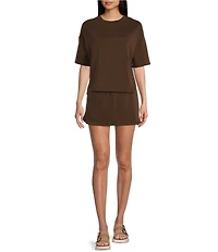 Moa Moa Mid Rise Drawstring Coordinating Mini Skort