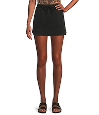 Moa Moa Mid Rise Drawstring Coordinating Mini Skort