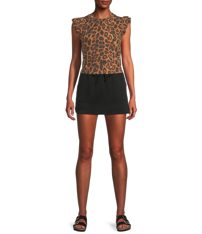 Moa Moa Mid Rise Drawstring Coordinating Mini Skort