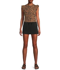 Moa Moa Mid Rise Drawstring Coordinating Mini Skort