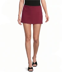 Moa Moa Mid Rise Solid Pull-On A-Line Mini Skort