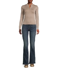 Moa Moa Mock Neck Long Sleeve Quarter Zip Top