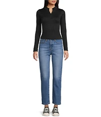 Moa Moa Mock Neck Long Sleeve Quarter Zip Top