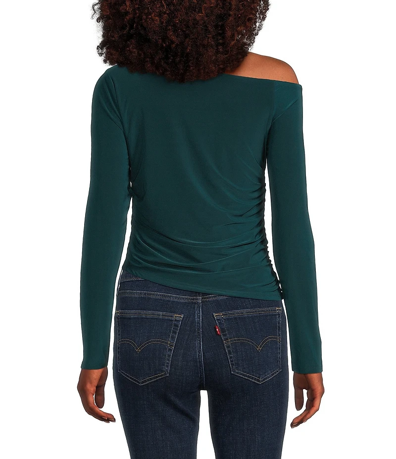 Moa Moa Off The Shoulder Long Sleeve Asymmetrical Hem Top