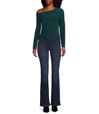 Moa Moa Off The Shoulder Long Sleeve Asymmetrical Hem Top