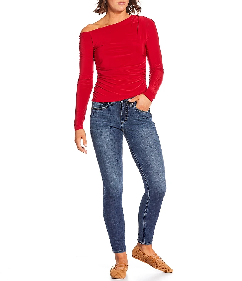 Moa Moa Off The Shoulder Long Sleeve Asymmetrical Hem Top