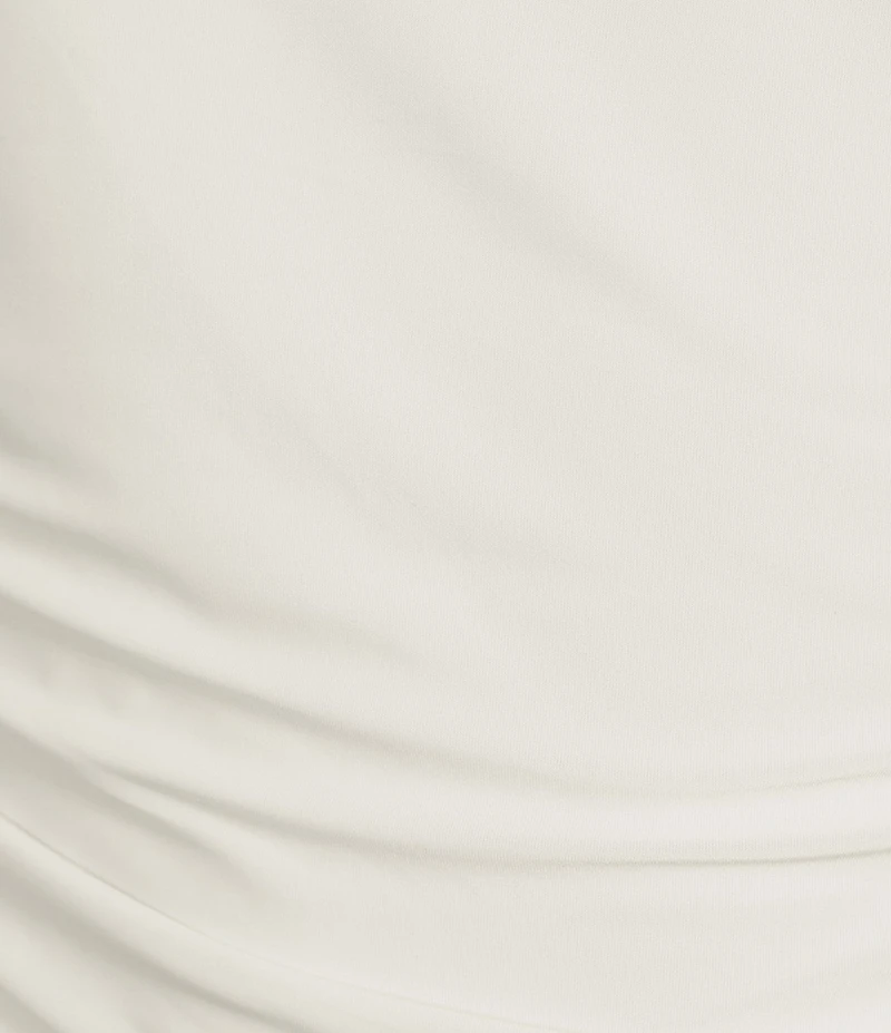 Moa Moa Off The Shoulder Long Sleeve Asymmetrical Hem Top
