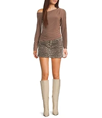 Moa Moa Off The Shoulder Long Sleeve Asymmetrical Hem Top