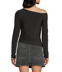 Moa Moa Off The Shoulder Long Sleeve Asymmetrical Hem Top