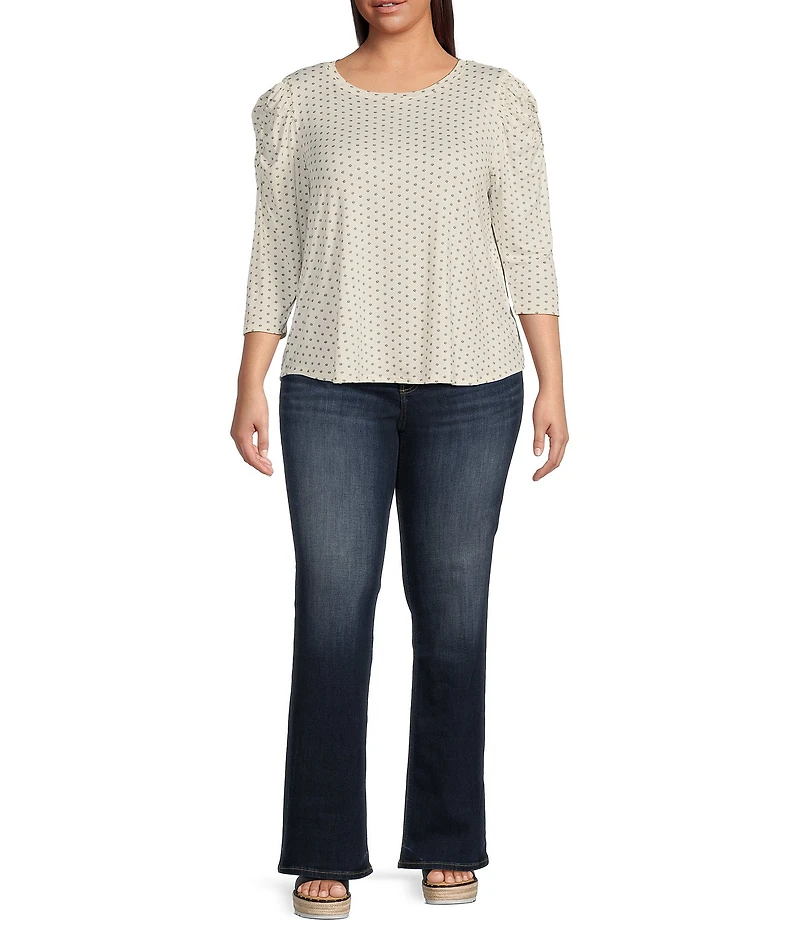 Moa Moa Plus Size 3/4 Sleeve Printed Top