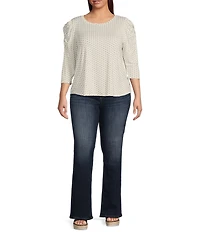 Moa Moa Plus Size 3/4 Sleeve Printed Top