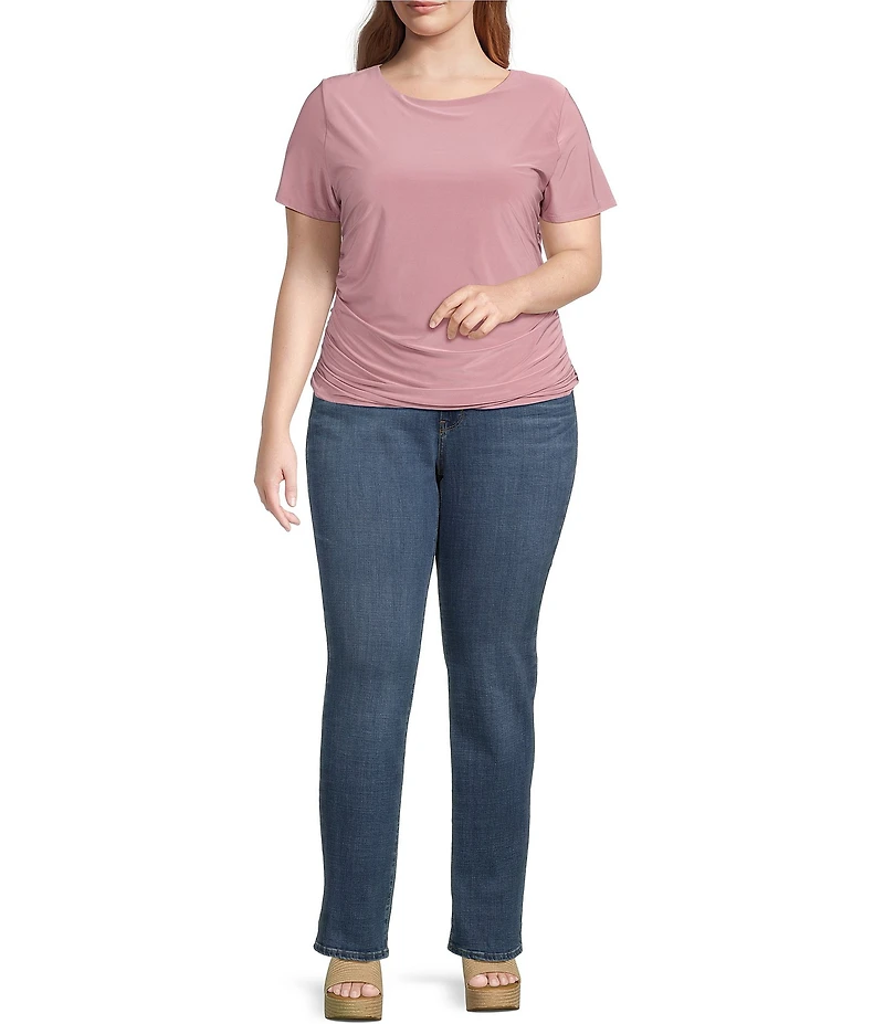 Moa Moa Plus Size Cinched Waist Short Sleeve T-Shirt