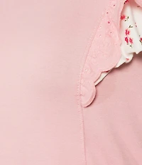 Moa Moa Plus Size Flutter Sleeve Solid Top
