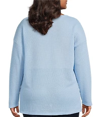 Moa Moa Plus Size Long Sleeve Cropped Lace Up Top