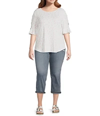 Moa Moa Plus Size Printed Ruffle Sleeve Top