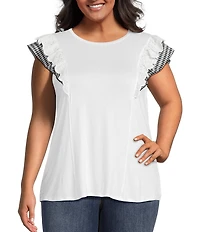 Moa Moa Plus Size Ruffle Sleeve Top