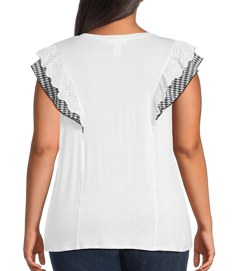 Moa Moa Plus Size Ruffle Sleeve Top