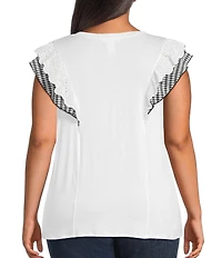 Moa Moa Plus Size Ruffle Sleeve Top