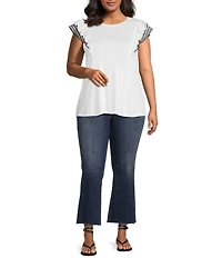Moa Moa Plus Size Ruffle Sleeve Top