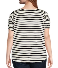 Moa Moa Plus Size Striped Short Sleeve Top