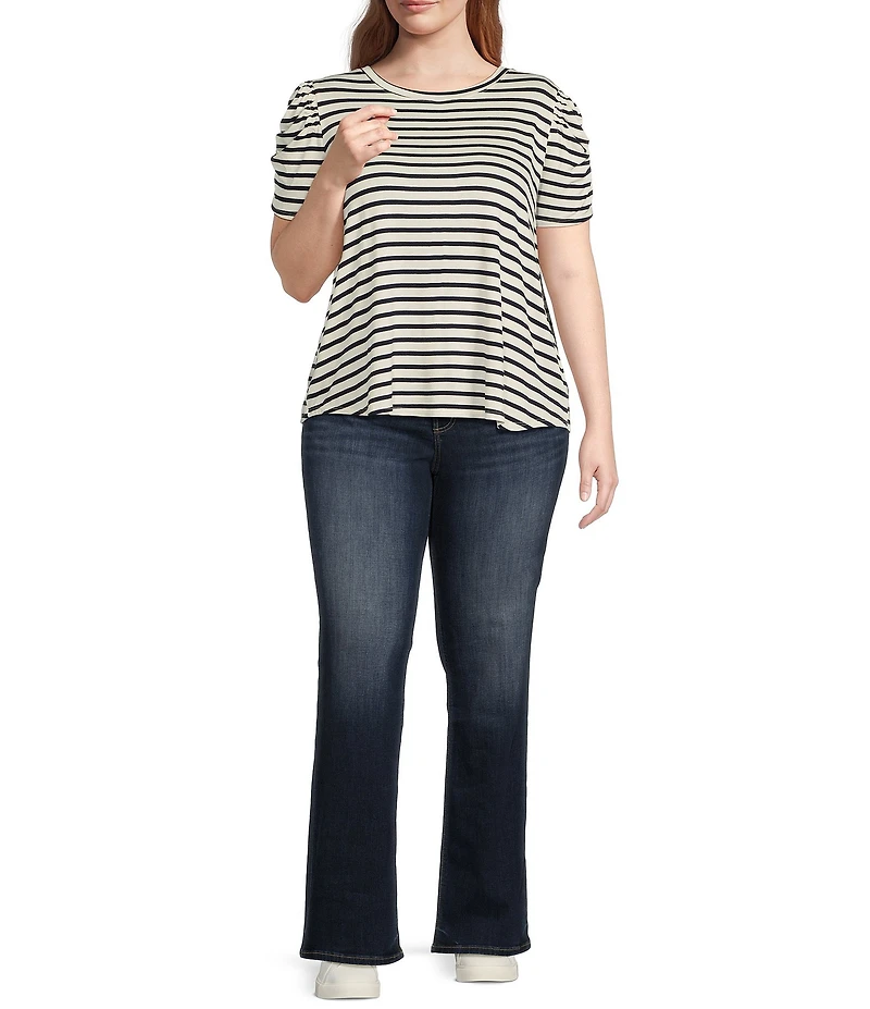 Moa Moa Plus Size Striped Short Sleeve Top