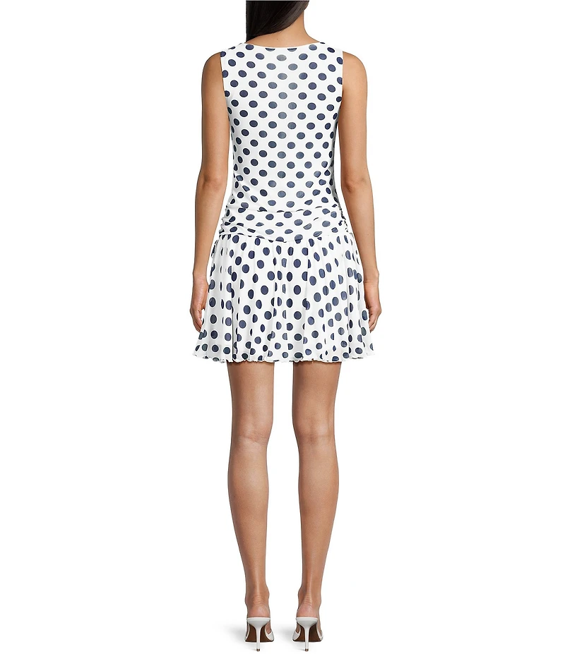 Moa Moa Polka Dot Mesh Side Tie Dress