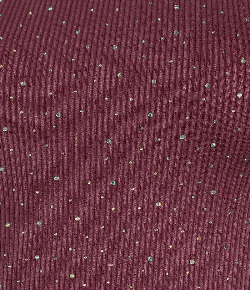 Moa Moa Ribbed Crew Sleeveless Rhinestone Crop Top