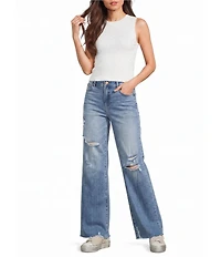Moa Moa Ribbed Crew Sleeveless Rhinestone Crop Top
