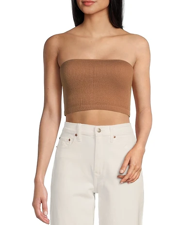 Moa Moa Seamless Rib Strapless Bandeau Tube Top