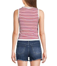 Moa Moa Seamless Striped Cropped Tank Top